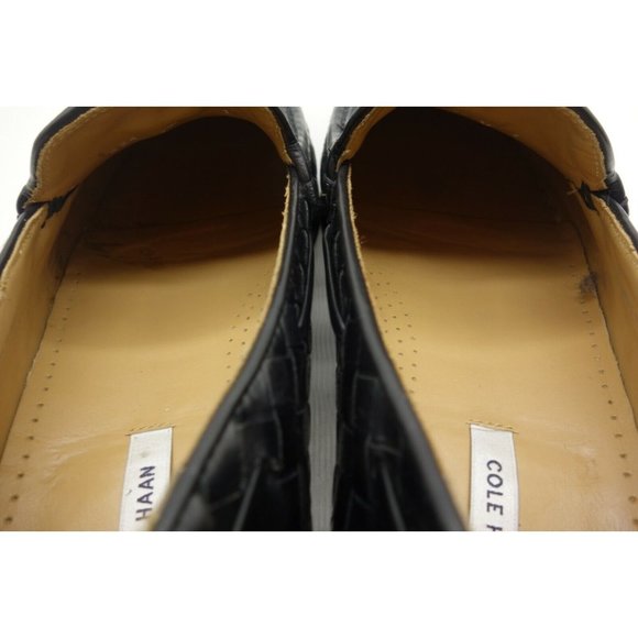 Cole Haan Black Woven Leather Slip On Tassel Loafers Shoes Men\'s 7.5 M